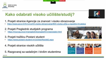 besplatna obrazovna savjetovanja za učenike srednjih škola diljem Hrvatske
